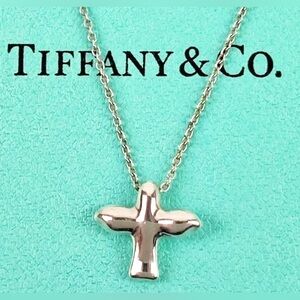 Tiffany & Co. RETIRED Elsa Peretti peace Dove Cross Necklace Vintage w box & bag